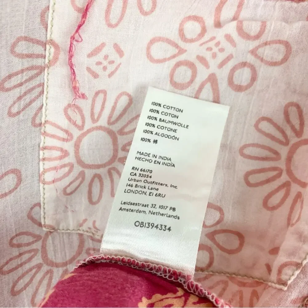 Free People Red and Cream Patchwork Bandana Button-Up Blouse